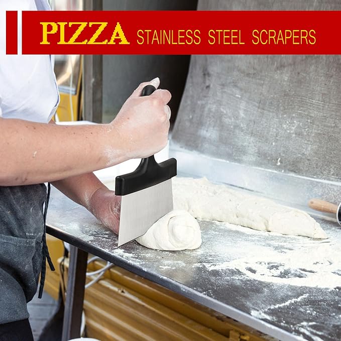 Pizza Peel Set 6 Piece with Aluminum Peels and Brass Bristle Oven Brush