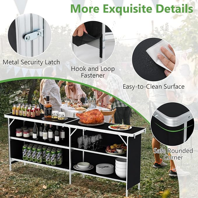 Giantex 81" Extra Long Portable Bar Table - Image 6