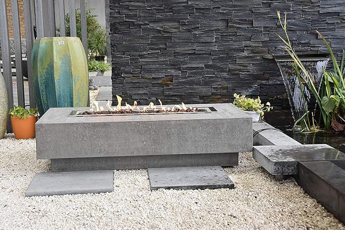 Elementi | Hampton Gas Fire Pit Cast Concrete 56" Rectangular Fire Table - Image 4