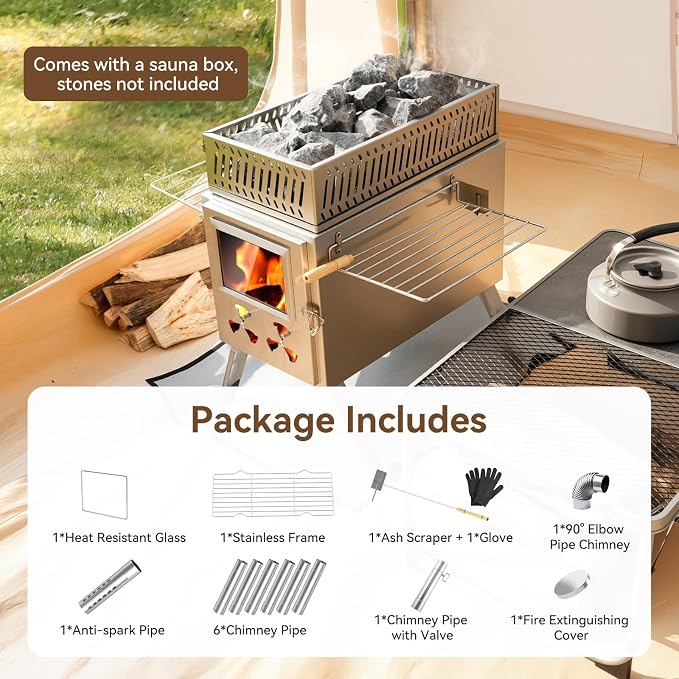 Sauna Hot Tent Stove, Rocket Camping Wood Burning Stove - Image 5