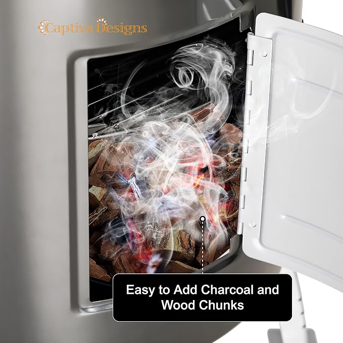 Captiva Designs 17-Inch Outdoor Vertical Smoker, Wood Chunks Smoker - Image 5