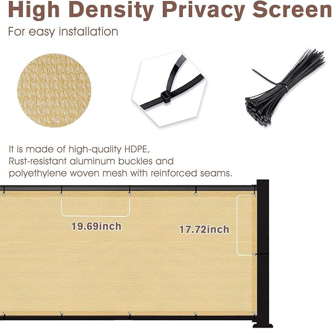 SUNNY GUARD 3.3'x19.7' Balcony Privacy Screen Fence, Apartments Railing Screen - Image 5