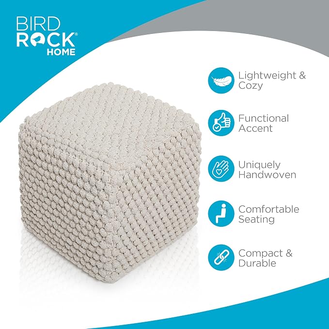 BIRDROCK HOME Bud Pouf Foot Stool Ottoman - Image 3