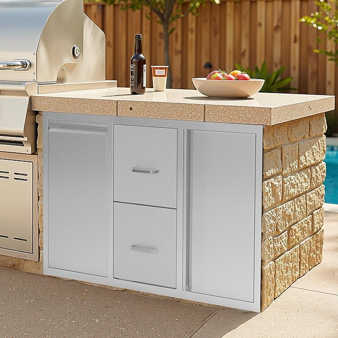 Jocisland Outdoor Kitchen Drawers 41.5" W×23" D×23" H Stainless Steel Drawers - Image 2
