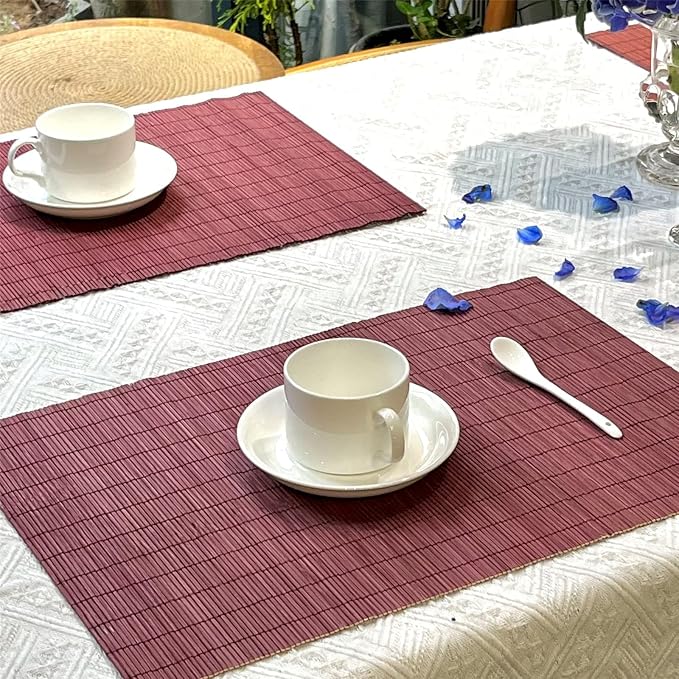 ANDSTAR Set of 8 Pcs Bamboo Placemats Natural Anti-Slip Bamboo Placemats - Image 5