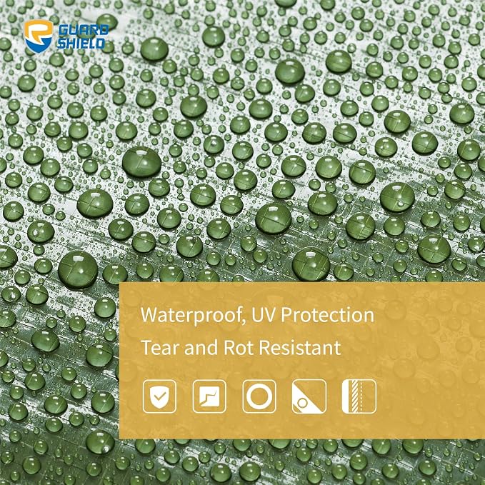 GUARD SHIELD Green Tarp Waterproof 8x8 Feet Medium Duty All Purpose Poly Tarps - Image 3