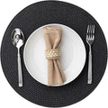 Round Placemats Set of 6 Plastic Woven Placemats Washable Wipeable Table Mats by BAROYAL