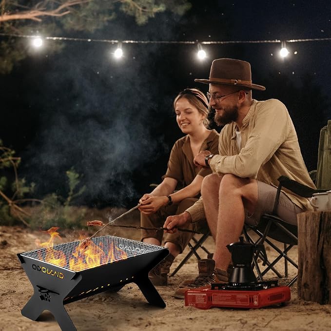 Odoland Camping Campfire Grill, Portable Folding Charcoal Grills, Backpacking - Image 6