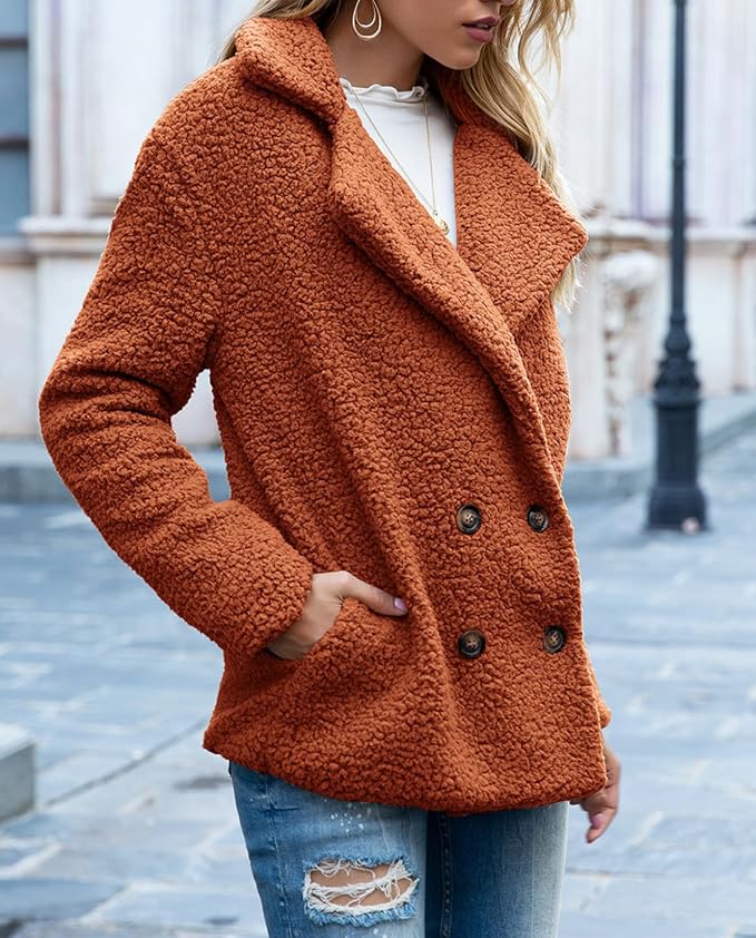 Women's Winter Warm Plush Cardigan Fuzzy Fleece Lapel Jacket - Image 5