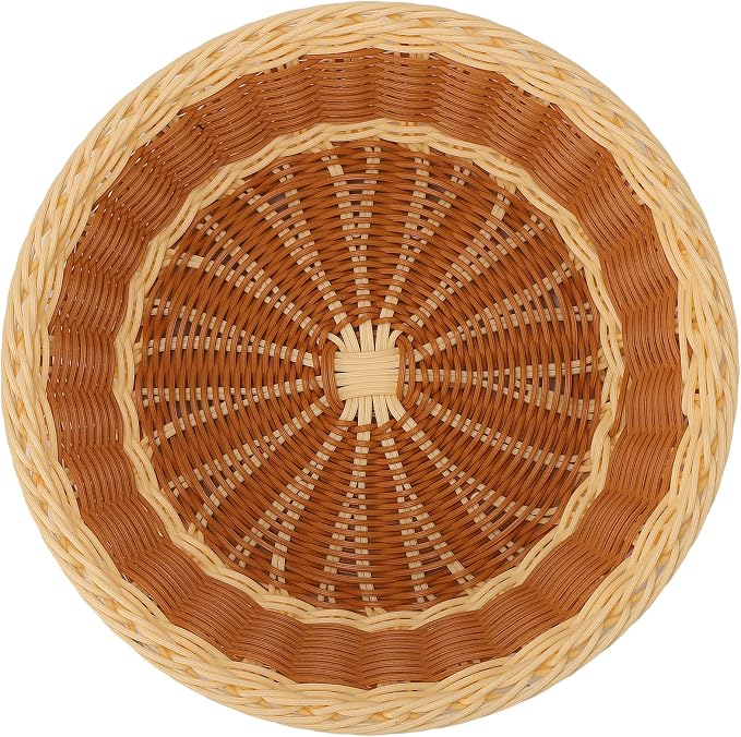 4 Pack Woven Bread Baskets, 11.5 Inch Round Imitation Rattan Basket Wicker - Image 5