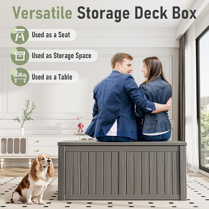 120 Gallon Outdoor Storage Box, Resin Deck Boxes Outdoor Waterproof - Image 6