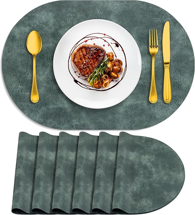 ADRIMER Placemats, Heat Resistant Oval Placemats Set of 6 Washable 12 x 17 Inch by Adrimersdreamistobeanindispensablecompanioninyourlife