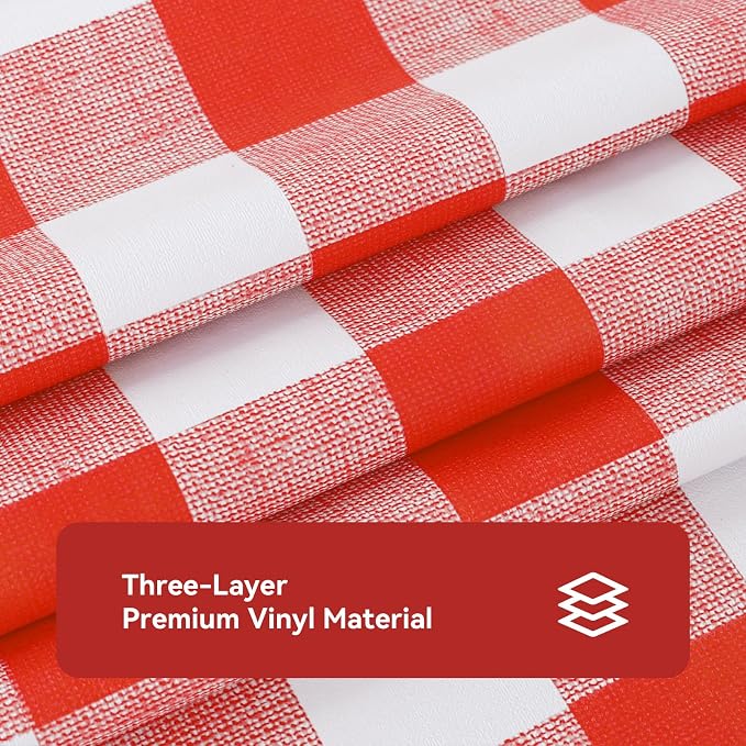 Romanstile Gingham Rectangle Plastic Tablecloth, 100% Waterproof Oil-Proof - Image 6