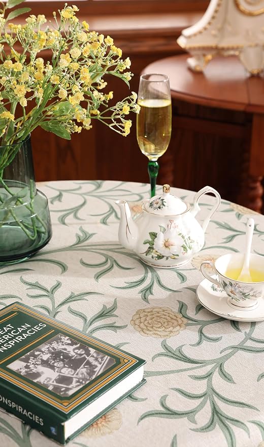 patdrea Designer Vintage Linen Round Tablecloth, French Table Cloth - Image 7