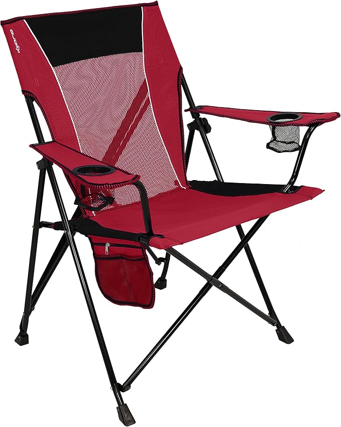 Folding Camping Chairs, Red with Dual Lock and 300 lb Capacity