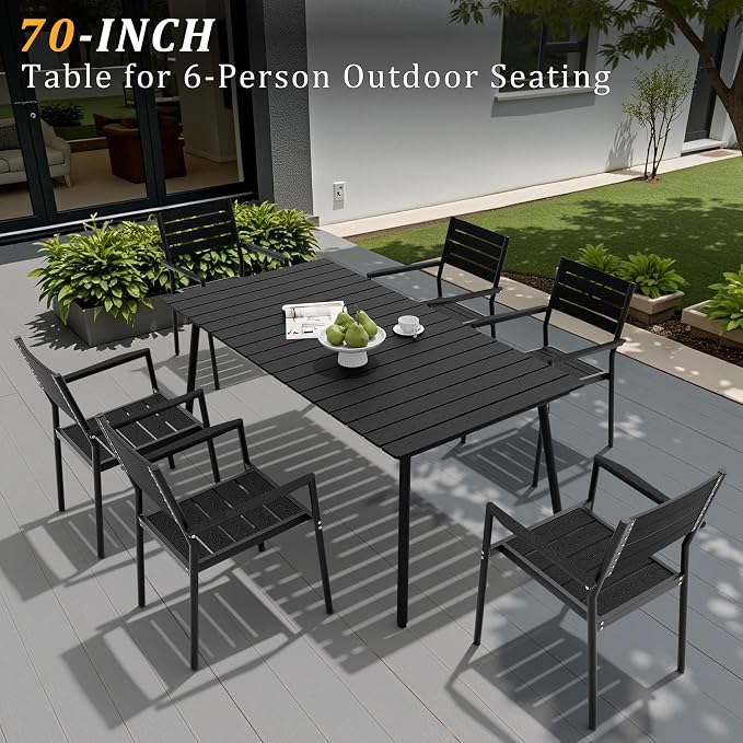 70" Patio Outdoor Dining Table for 6, Weather-Resistant Aluminum Frame - Image 5