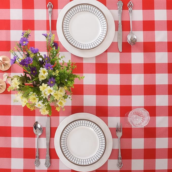 Cupuamon 2 Pack Waterproof Polyester Fabic Rectangle Checkered Tablecloth，60x84 - Image 4