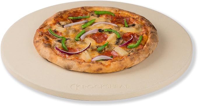 K ROCKSHEAT Pizza Stone for Oven and Grill 14.2 Inch Round, Cordierite Bread by ROCKSHEAT