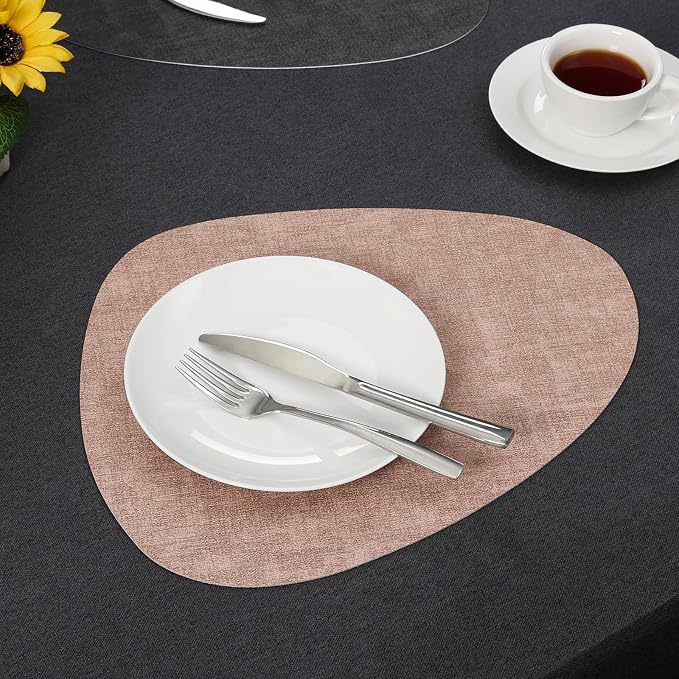 Placemats and Coasters, Washable Reversible Placemats Round Faux Leather - Image 8
