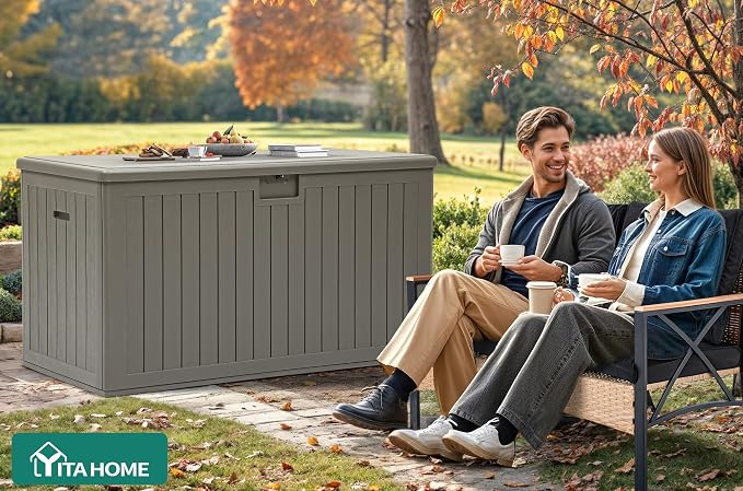 YITAHOME 200 Gallon Extra Large Deck Box, Double-Wall Resin Outdoor Storage Box - Image 5