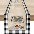 Farmhouse Table Runner, Rustic Country Barn Cottage Check Animal Coffee Table by Unknown