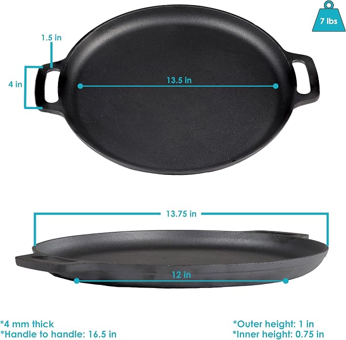 Sunnydaze 13.75-Inch Pre-Seasoned Cast Iron Pizza Pan - Image 3