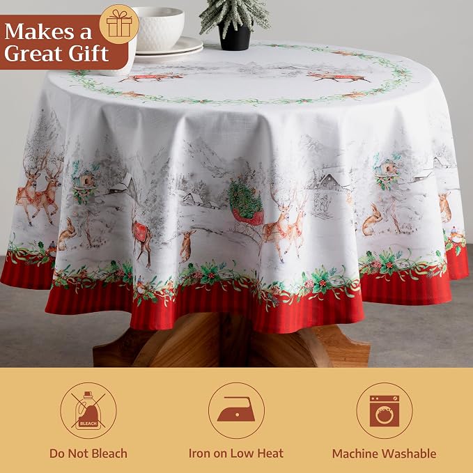 Maison d' Hermine Table Cloth Round Table 100% Cotton 69 Inches Fall Tablecloth - Image 5