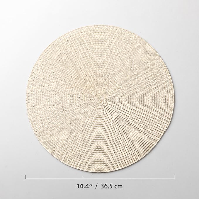 Round Placemats Set of 8 Plastic Woven Placemats Washable Wipeable Table Mats - Image 6