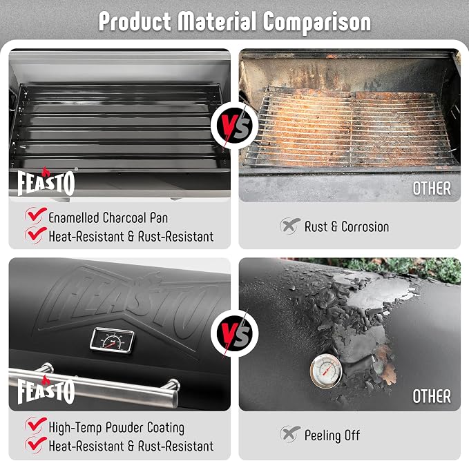 BBQ Charcoal Grill with Side Table, 30-In Heavy Duty Outdoor BBQ Grill with 647 - Image 9