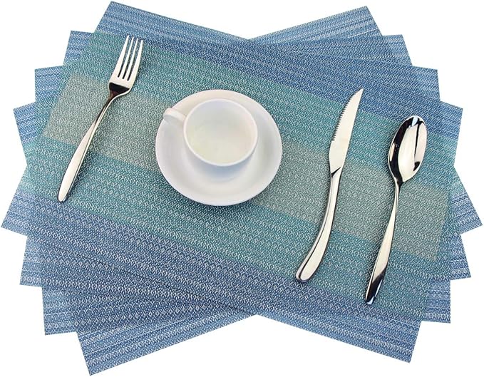 Vinyl Placemats, Washable Table Mats Easy to Clean Woven Placemats - Image 3