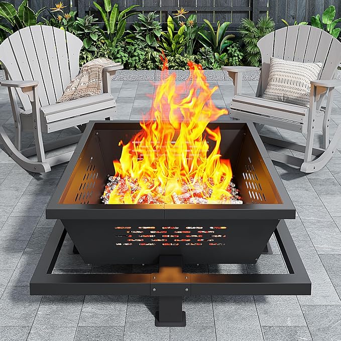 42" Large Fire Pit, Square Outdoor Fire Pit by firepit