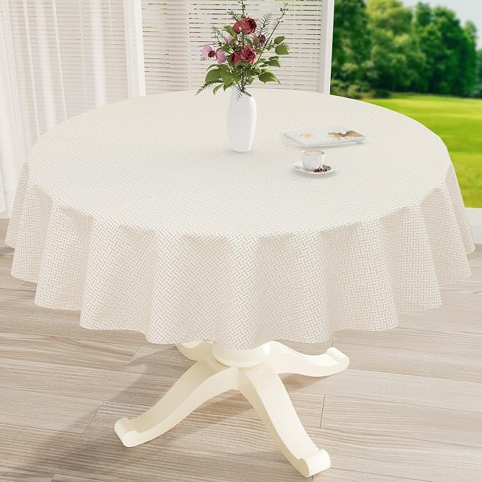 misaya Round Waterproof Vinyl Table Cloth, Plastic Tablecloth by misaya
