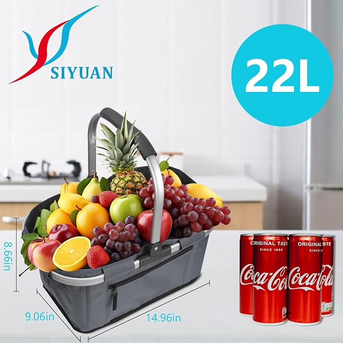 SIYUAN Picnic Basket with Handle 22L Collapsible Grocery Shopping Basket - Image 2