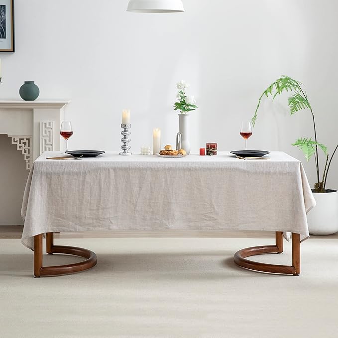 EVERLY100% Pure Linen Rectangle Tablecloths132Lx60WInch - Image 2