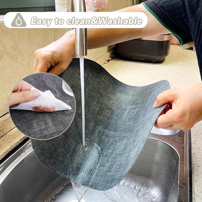 Oval Waterproof Placemats Set of 6, Heat Resistant Wipeable Table Placemats - Image 4
