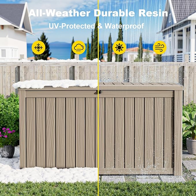 200 Gallon Large Deck Box, Resin Outdoor Storage Box - Image 7
