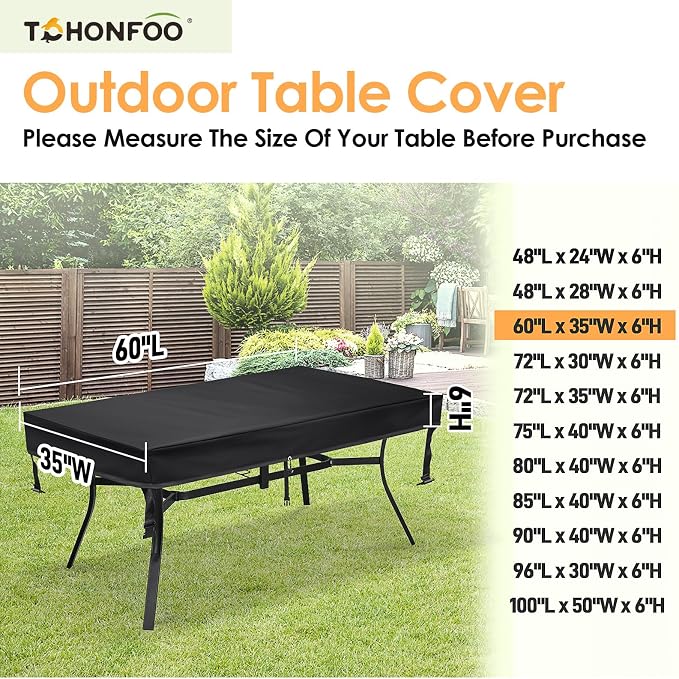TOHONFOO Outdoor Dining Table Cover - Image 2