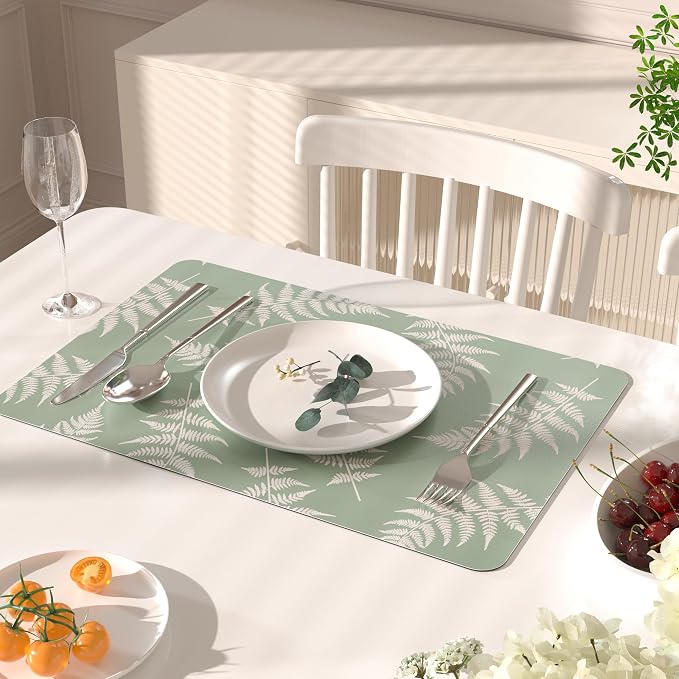 QIYI Placemats Set of 4, 12x18 Inch Faux Leather Place Mats - Image 6