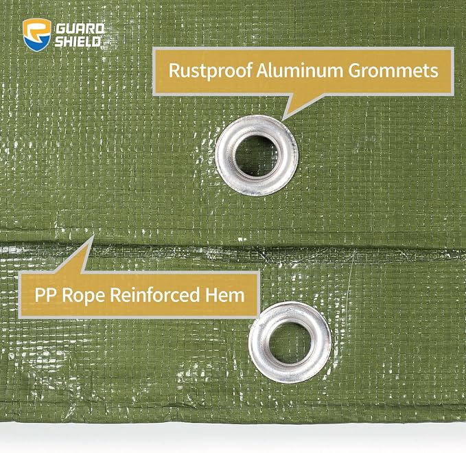 GUARD SHIELD Heavy Duty Tarp 6x8 Feet Green Multi Purpose Thick Waterproof Poly - Image 4