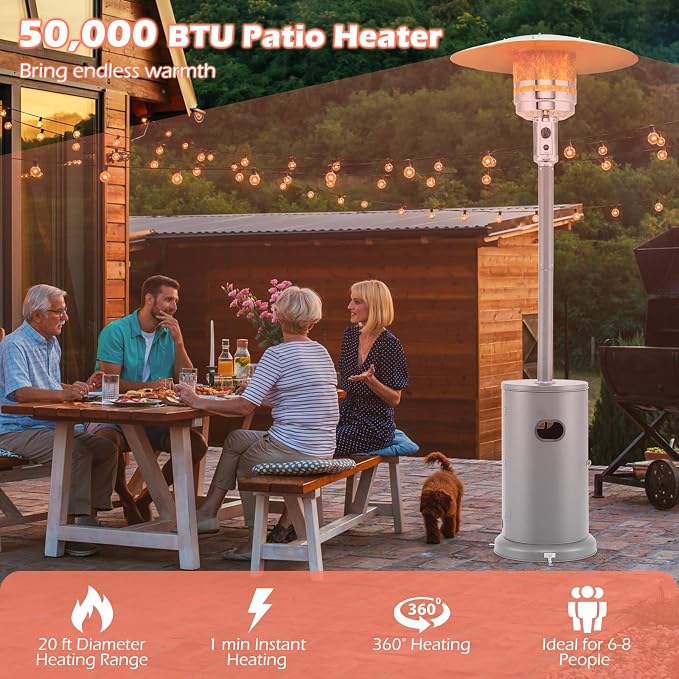 Tangkula 50, 000 BTU Propane Outdoor Heater, Patio Heater - Image 4