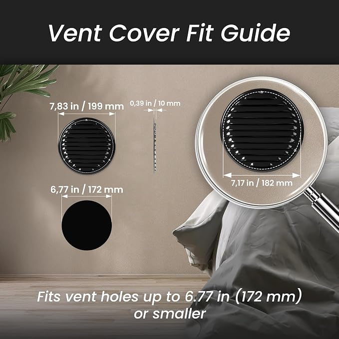 Repa Market 6 Inch Round Air Vent Cover/Black Galvanized Steel Louvered Grill - Image 3