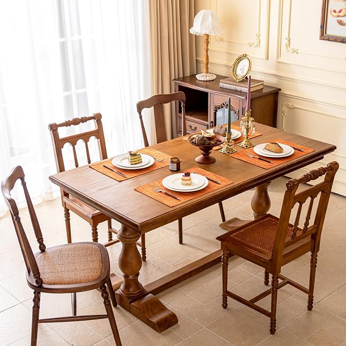 KXN Placemats Set of 6, Dual-Layer Thickened Faux Linen Table Mats, Heat - Image 2