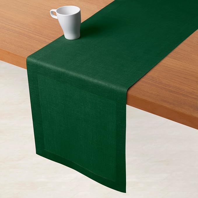 D'Moksha Homes Linen Forest Green Table Runner 72 Inches Long - Image 3