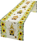 Summer Sunflower Gnome Table Runner, Buffalo Plaid Bee Farmhouse Seasonal Table by Unknown