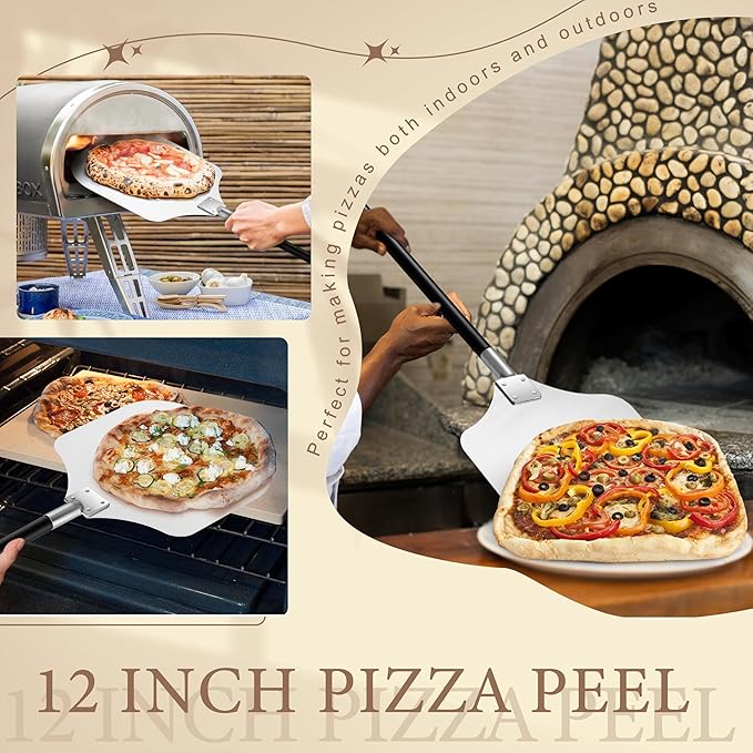 Pizza Peel with Detachable Handle, 12 x 14 in Aluminum, Silver