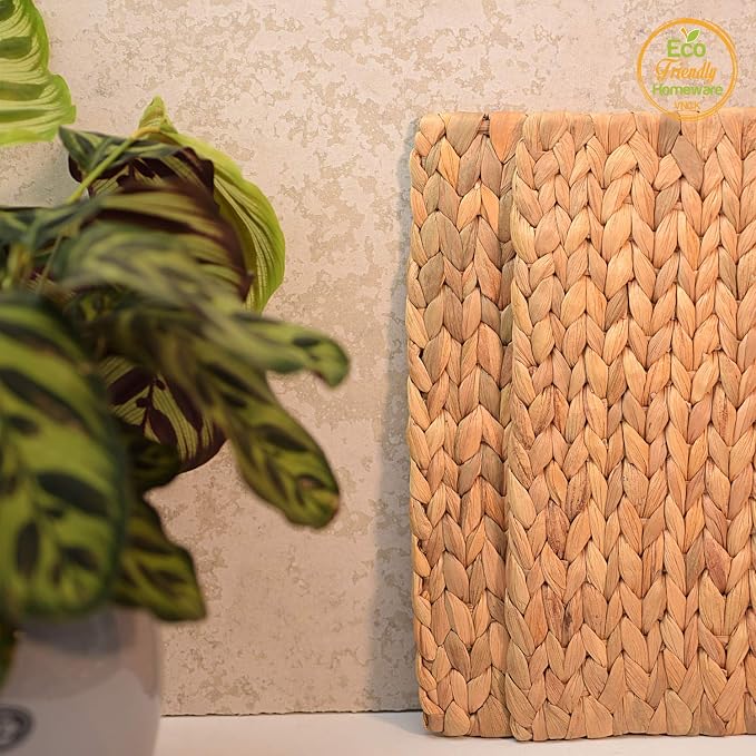 Boho Place Mats Set of 4, Square Table Mats Set of 4, Woven Placemats - Image 7
