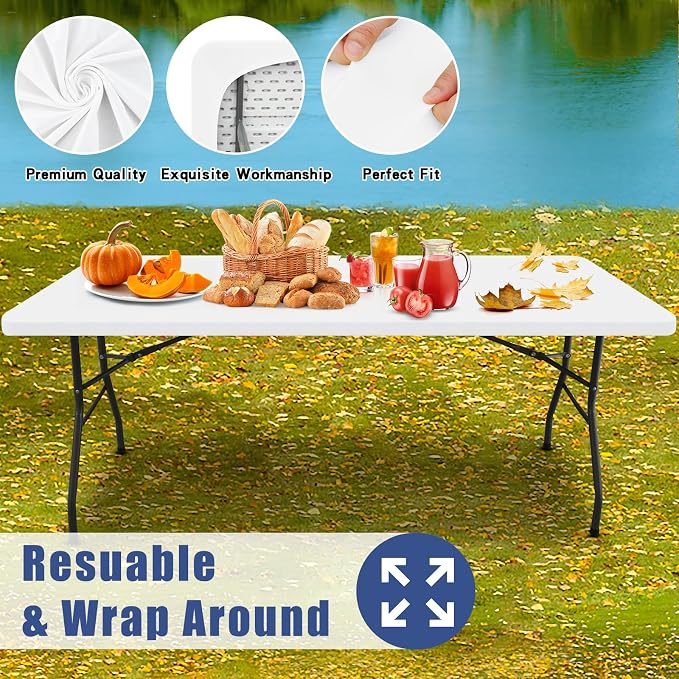 Spandex 4 Foot Rectangle Table Cloth 6 Pack, Elastic Fitted Tablecloths - Image 5