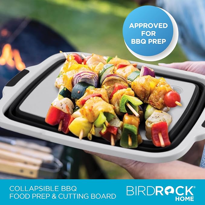 BIRDROCK HOME Collapsible Large BBQ Prep Tub w/Cutting Board, Portable Silicone - Image 4