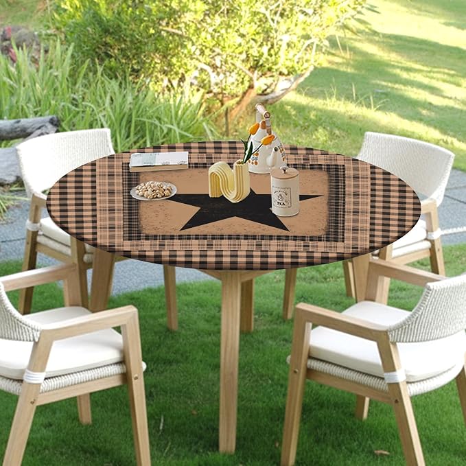 Western Texas Star Round Fitted Tablecloth - Image 3