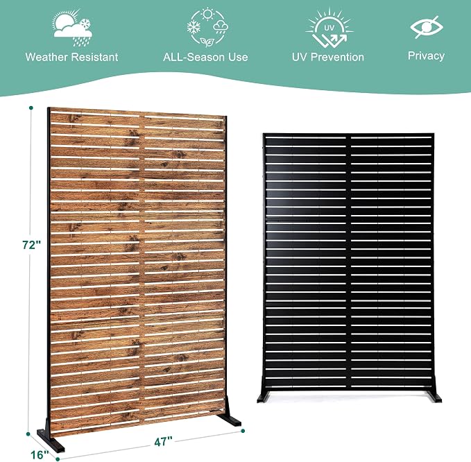 Metal Privacy Screen for Outdoor & Indoor Use, Free Standing Privacy Screen for - Image 3